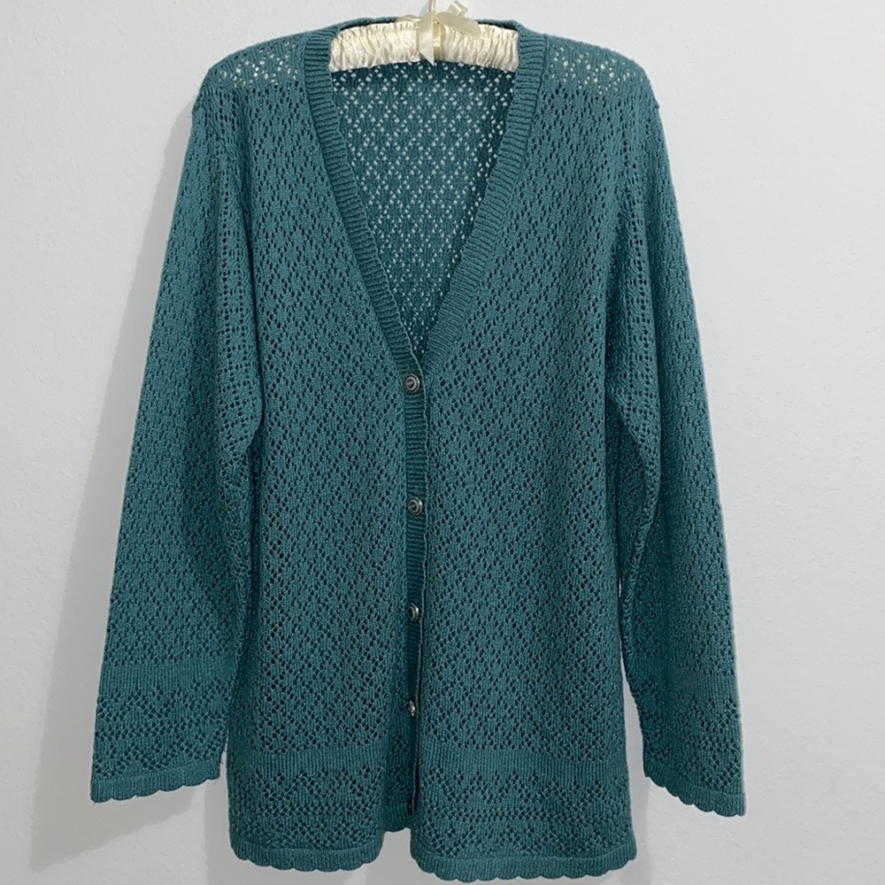 “Vintage” woven/crochet Nana’s cardigan Sweater.